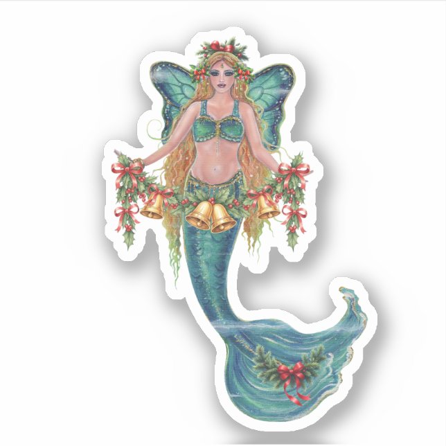 Pegatina Christmas mermaid stickers by Renee Lavoie (Anverso)