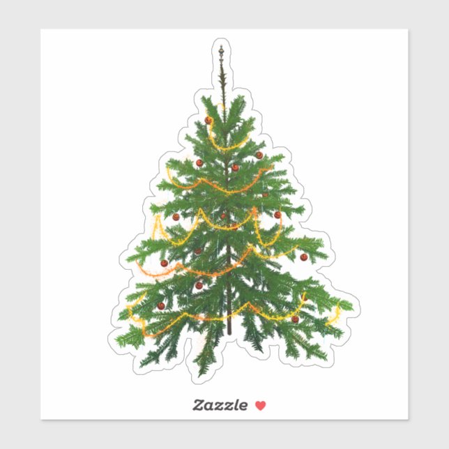 Pegatina Christmas tree sticker cute green classic holiday (Hoja)