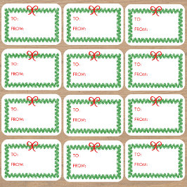 Pegatina Christmas Wreath 'To and From' Sticker Labels