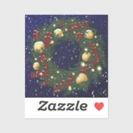 Pegatina Christmas wreath with pine branches