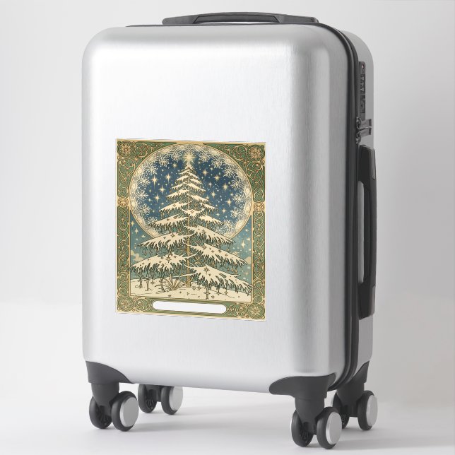 Pegatina Christmas Yule Tree Snowflakes and Stars Art Nouve (Maleta)