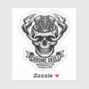 Pegatina Chrome Skull Motorcycle Co Motor V-Twin