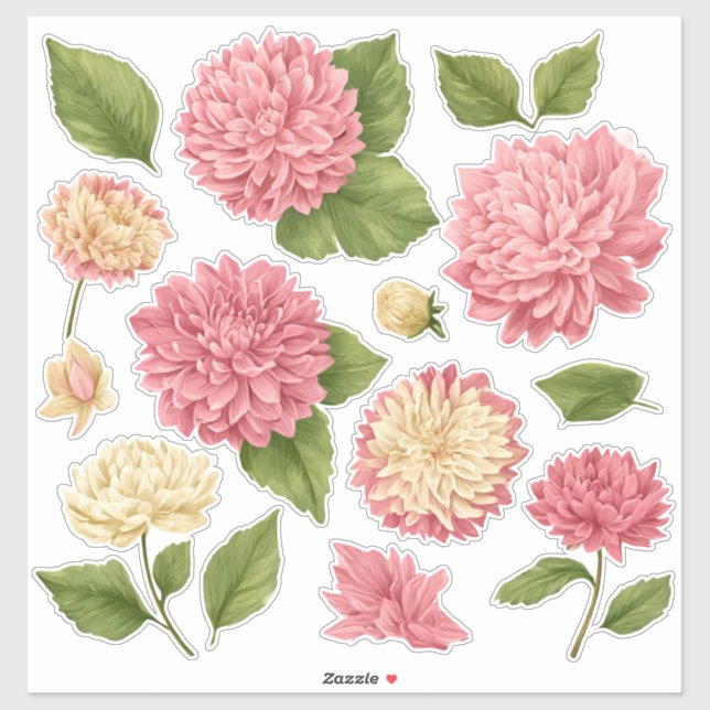 Pegatina Chrysanthemum Peach Cream Custom Vinyl (Hoja)