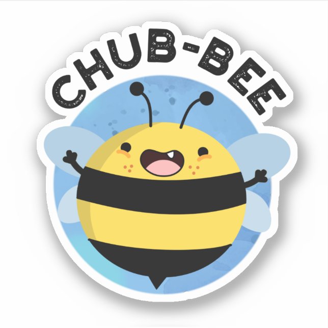 Pegatina Chub-bee Funny Chubby Bee Pun (Anverso)