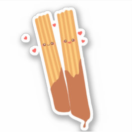 Pegatina Churros españoles románticos azules con chocolate