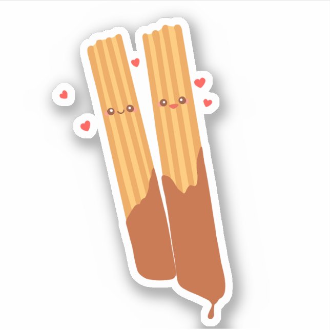 Pegatina Churros españoles románticos azules con chocolate (Anverso)