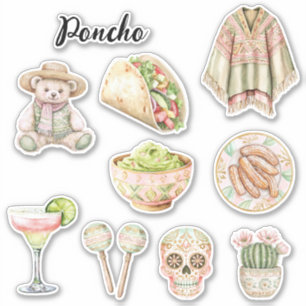Pegatina Churros Poncho Rosa Azúcar Calavera Cactus Gaucamo