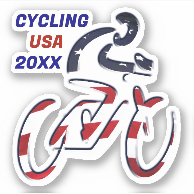 Pegatina Ciclismo Patriótico EE. UU. (Anverso)