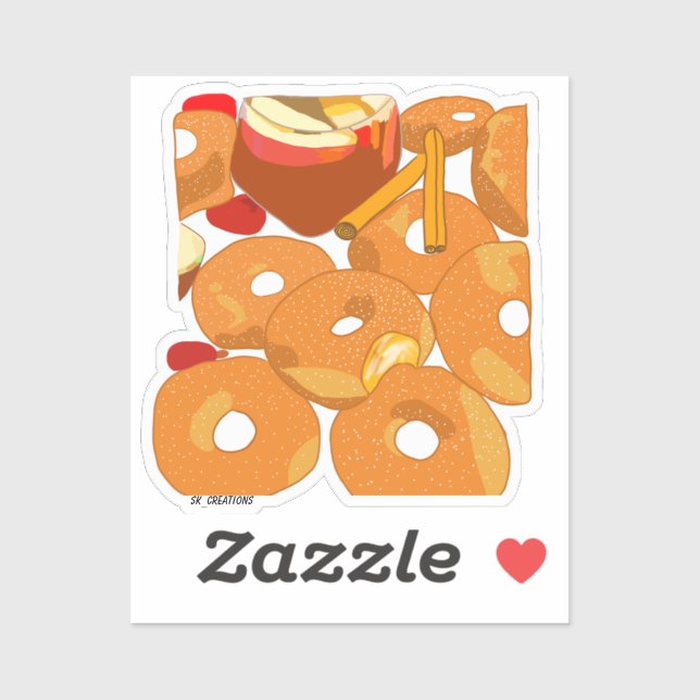 Pegatina Cider de Apple con donuts (Hoja)