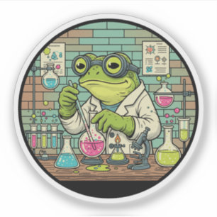 Pegatina Científico de ranas químico - Divertido trabajo de