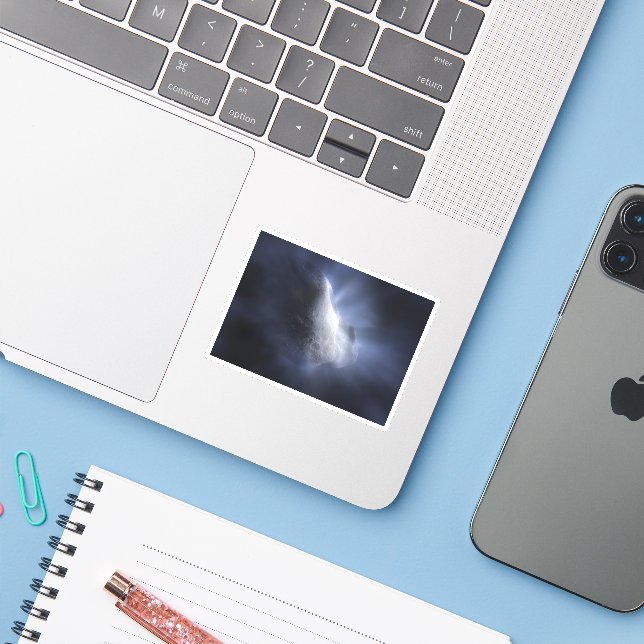 Pegatina Cierre Ilustrativo Del Comet Tempel. (Ordenado portátil con iPhone)