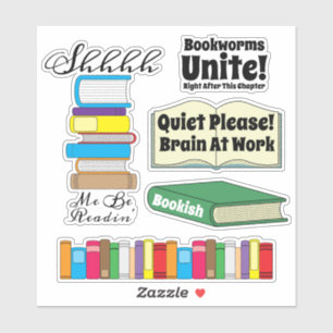 Pegatina Cinco citas de libros para la colección Bookworms