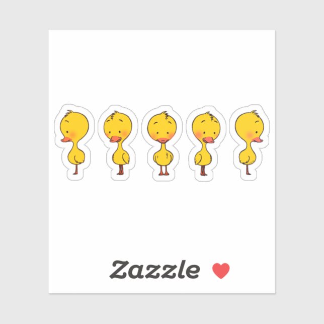 Pegatina Cinco cortos Personalizados de pollos amarillos (Hoja)