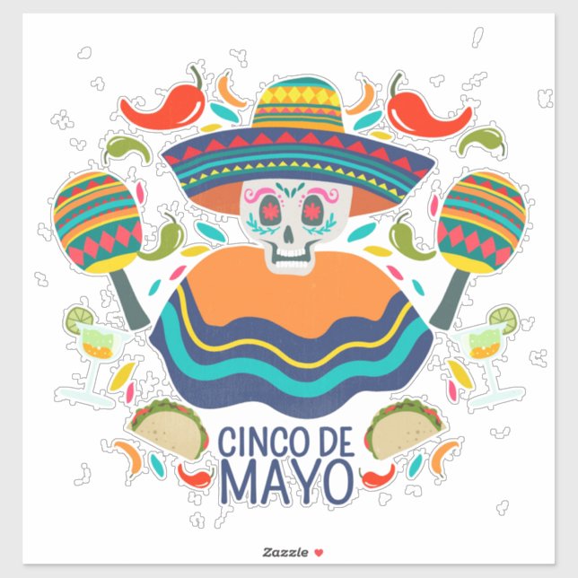 Pegatina Cinco De Mayo (Hoja)