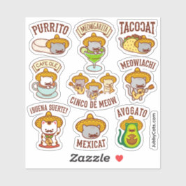 Pegatina Cinco de Mayo - Cinco de Meow - STICKERS de gato d