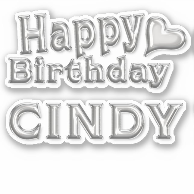 Pegatina Cindy Happy Birthday silver Aufkleber Sticker (Anverso)