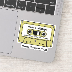Pegatina Cinta cassette de audio amarilla muda