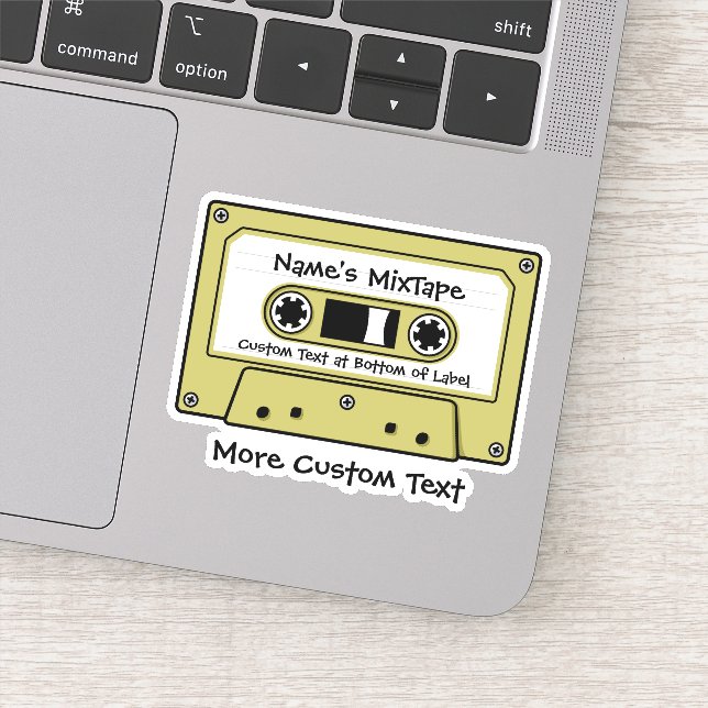 Pegatina Cinta cassette de audio amarilla muda (Detalle)