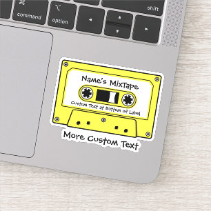 Pegatina Cinta cassette de audio amarillo