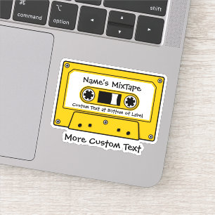 Pegatina Cinta cassette de audio amarillo dorado