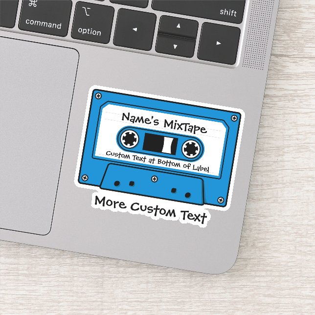 Pegatina Cinta cassette de audio azul (Detalle)