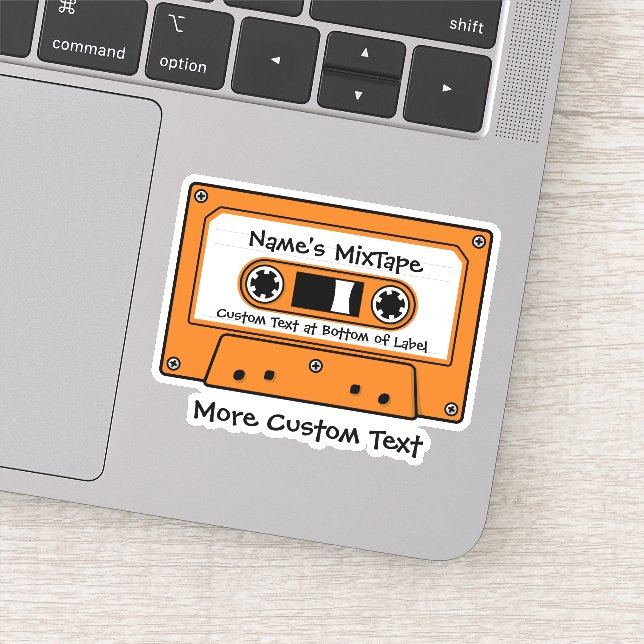 Pegatina Cinta cassette de audio naranja (Detalle)
