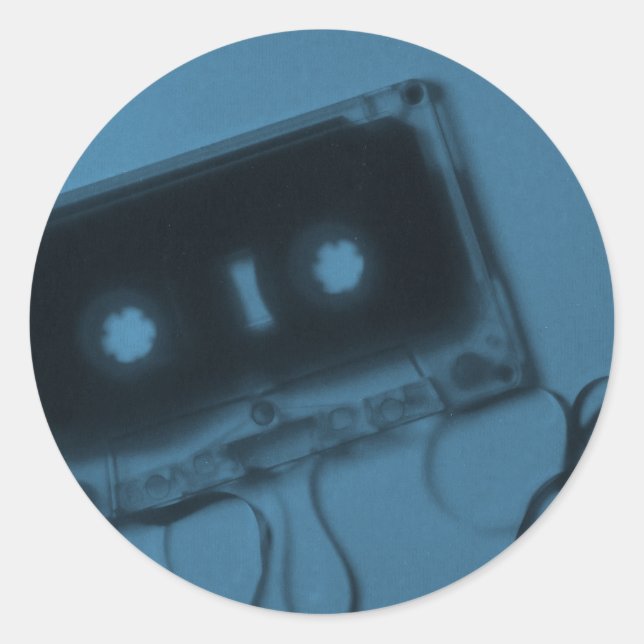 Pegatina Cinta Cassette Vintage azul (Anverso)