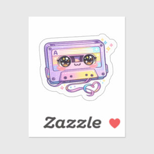 Pegatina Cinta de casete retro Kawaii linda Pastel Púrpura