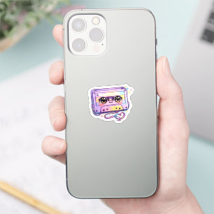 Pegatina Cinta de casete retro Kawaii linda Pastel Púrpura