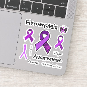 Pegatina Cinta de concientización púrpura de la fibromial