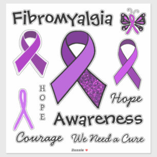 Pegatina Cinta de concientización púrpura de la fibromial