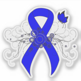 Pegatina Cinta de sensibilización azul con mariposa