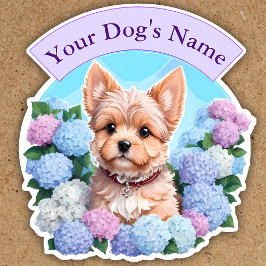 Pegatina Cinta elegante morada, marco florido Yorkshire