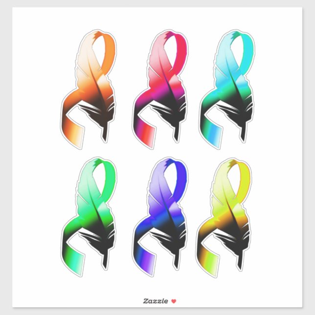 Pegatina Cintas de cáncer de piel de arcoiris arte (Hoja)