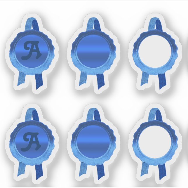Pegatina Cintas de sellado de certificados/premio Faux (Blu (Anverso)