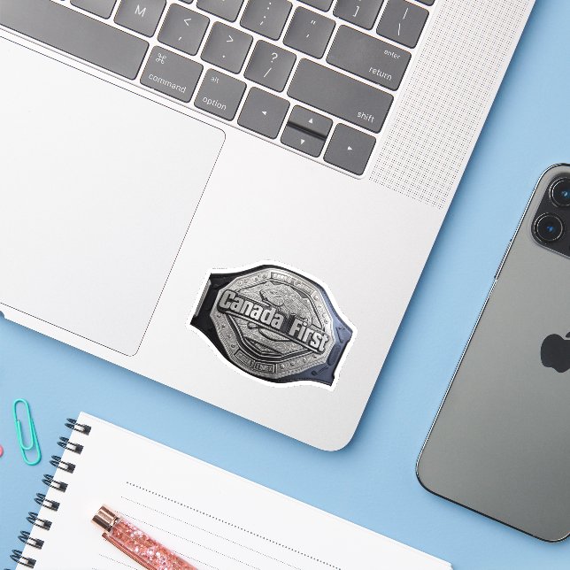 PEGATINA CINTURÓN DE CAMPEONATO DE CANADAFIRST (Ordenado portátil con iPhone)