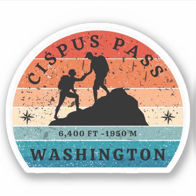 Pegatina cipus pass excursionismo washington alpina (Anverso)