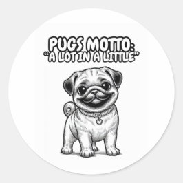 Pegatina circular clásico con pug que trae alegría