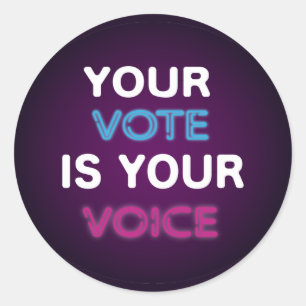 pegatina circular clásico "Tu voto es tu voz"