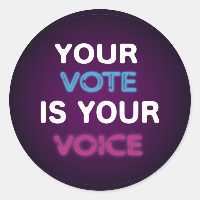 pegatina circular clásico "Tu voto es tu voz" (Anverso)
