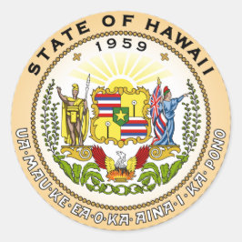 Pegatina circular del emblema del estado de Hawaii