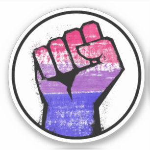 Pegatina Círculo del Puño Orgulloso Bisexual