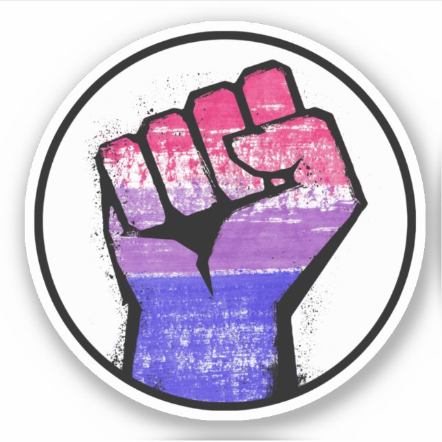 Pegatina Círculo del Puño Orgulloso Bisexual (Anverso)