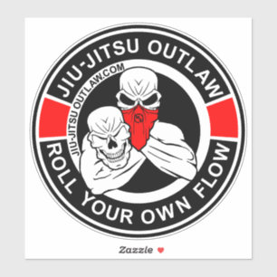 Pegatina Círculo Jiu-Jitsu - NegroRojo-2D