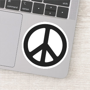 Pegatina Círculo minimalista de símbolos de la paz en blanc
