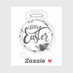 Pegatina Círculo negro único "Feliz Día de Pascua"