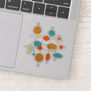 Pegatina Círculos Naranjas turquesa a mediados del siglo mo