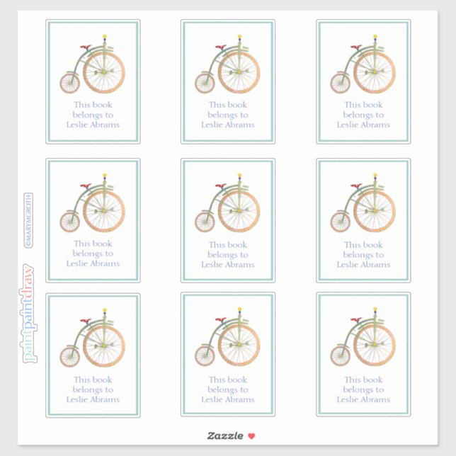 Pegatina Circus Bike blue Bookplate (Hoja)