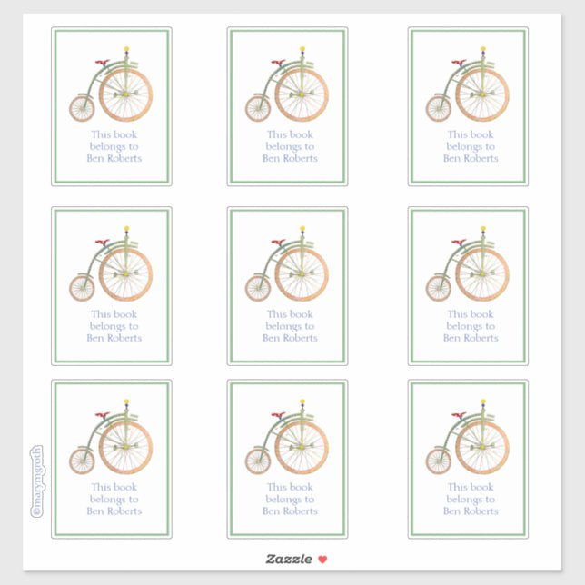 Pegatina Circus Bike Green Bookplate (Hoja)