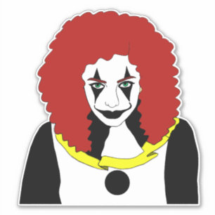 Pegatina Circus Clown Chica Mujer malvada horror gótico art